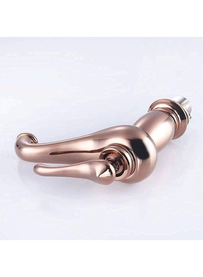 YD Luxury Antique Style Bathroom Basin Mixer Tap with Single Lever Handle, Solid Brass Construction, Vintage Curved Spout Faucet for Sink, Durable Rust Resistant Water Saving Design for Modern Homes - Image 2